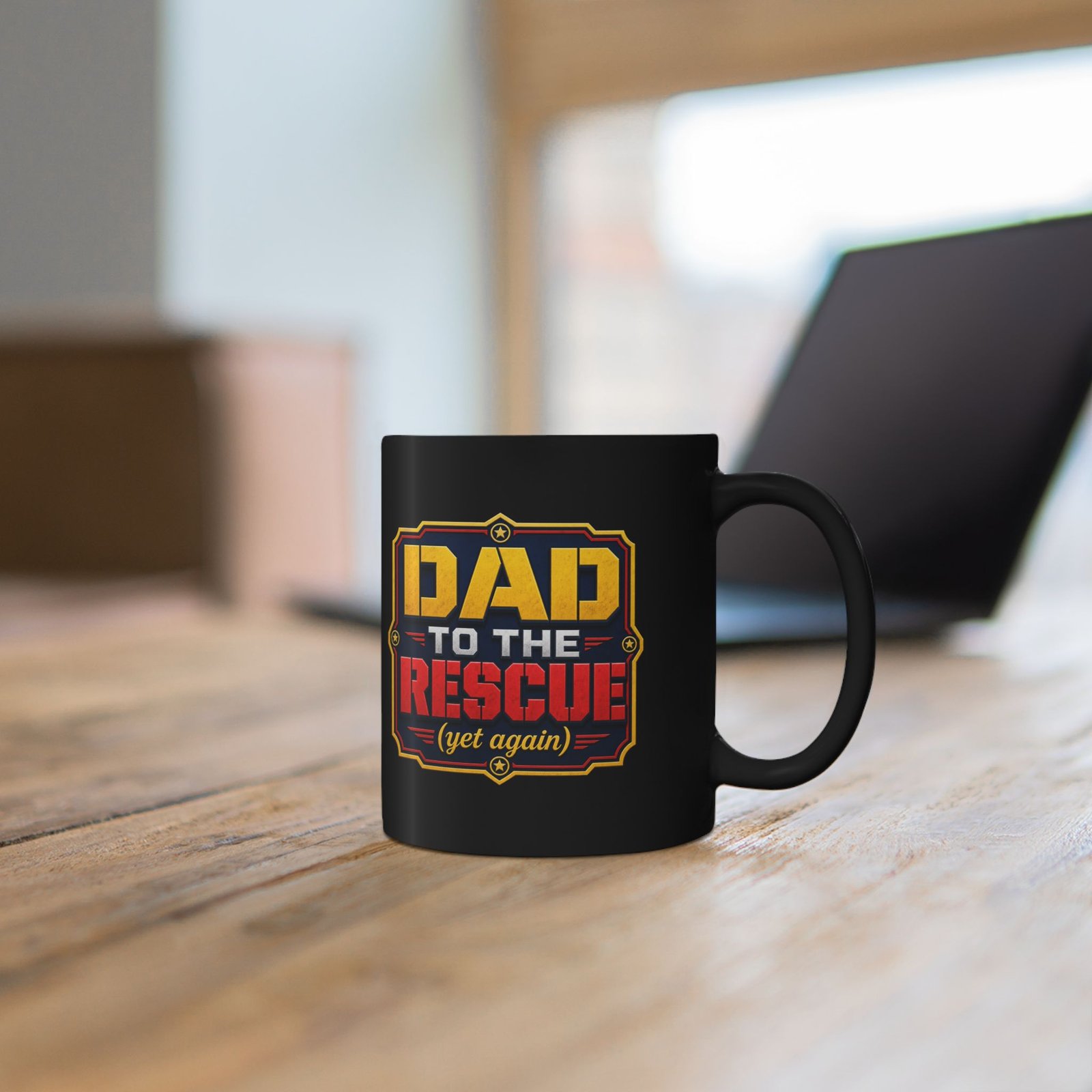Dad to the Rescue (Yet Again) – Black Mug – Caffeine for the Everyday Hero - Image 4