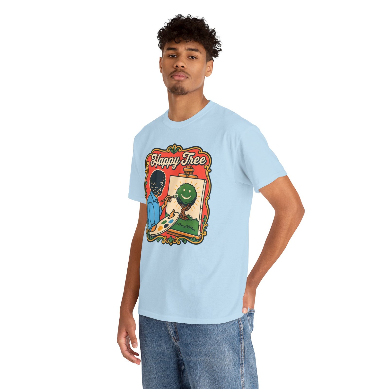 "Happy Tree" Unisex T-Shirt – Peace, Paint, and Positivity - Image 8