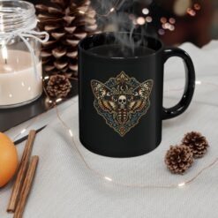 Death's-Head Moth - Black Mug – Dark Elegance with Every Sip - Image 4