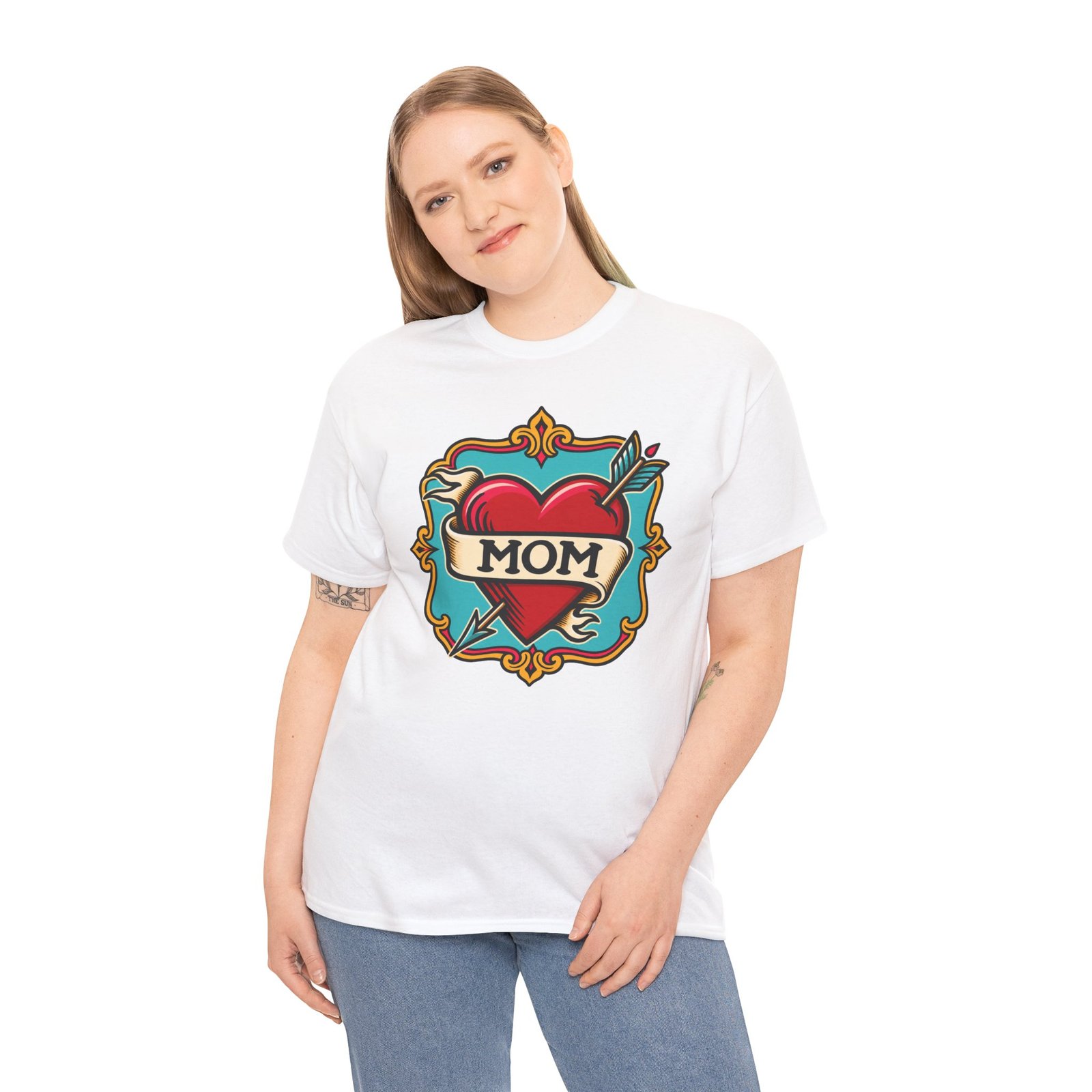 Retro Mom Heart - Unisex T-Shirt – Classic Ink, Eternal Love - Image 3