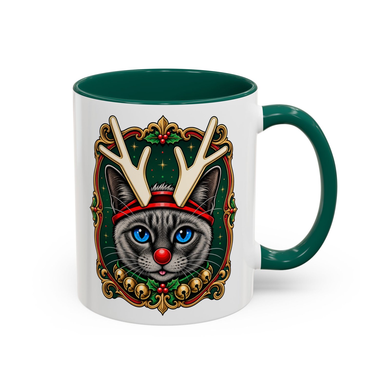 Rudolph the Reindeer Cat Color Accent Mug – Sip with Whiskers and Cheer - Image 9