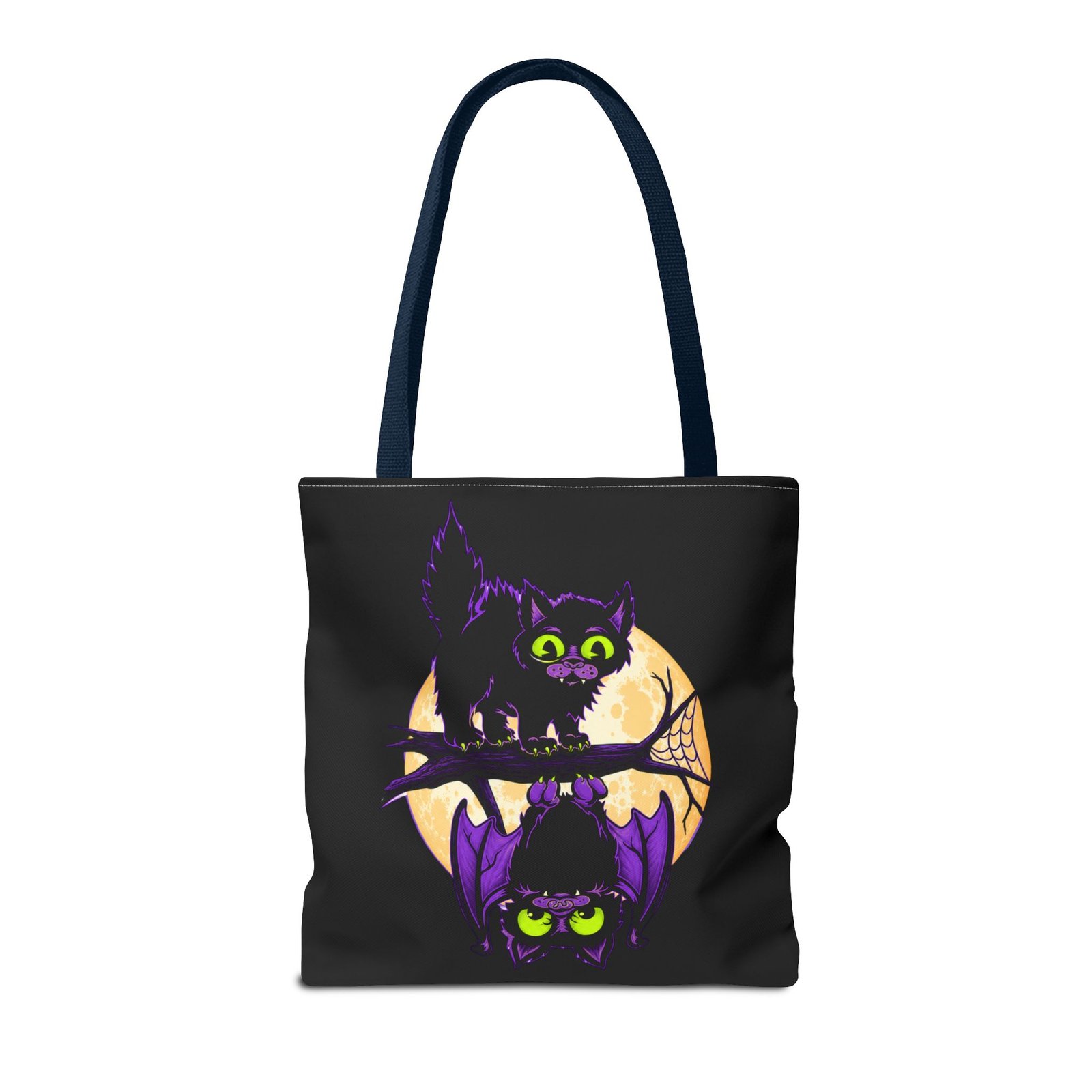 Moonlit Mischief - Tote Bag – Cute Halloween Cat and Bat - Image 54