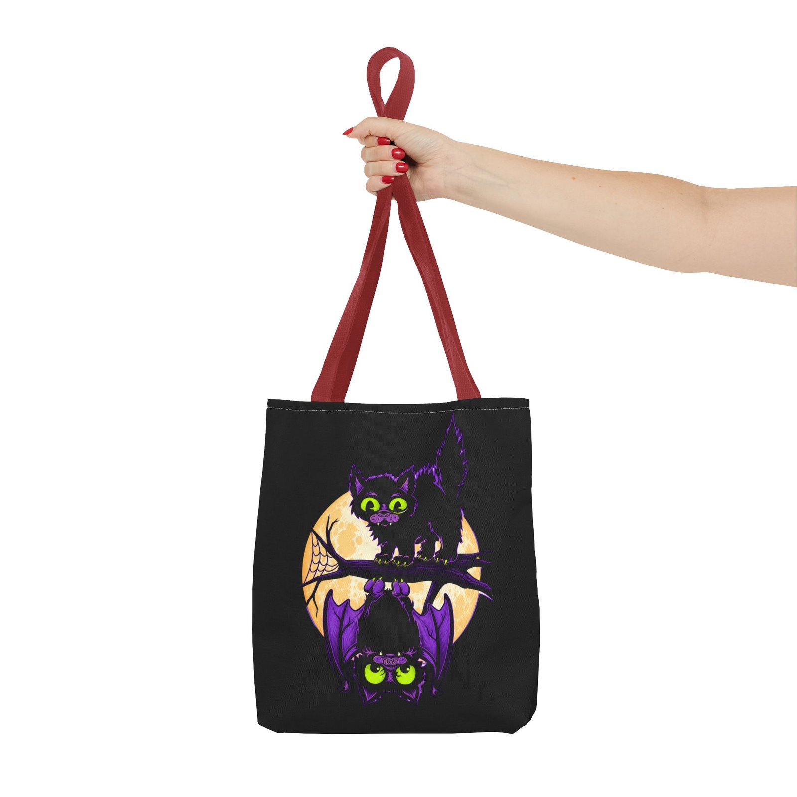 Moonlit Mischief - Tote Bag – Cute Halloween Cat and Bat - Image 16