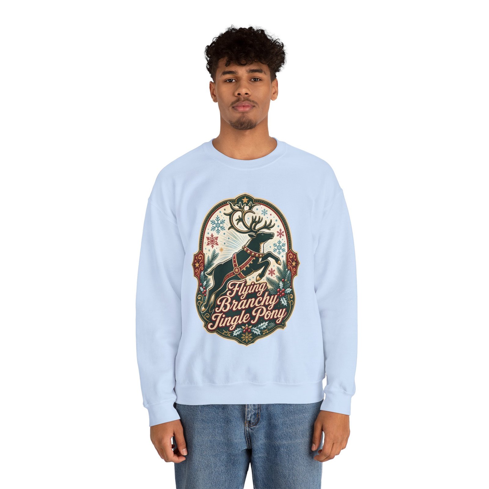 Flying Branchy Jingle Pony - Unisex Sweatshirt – Absurdly Festive - Image 3