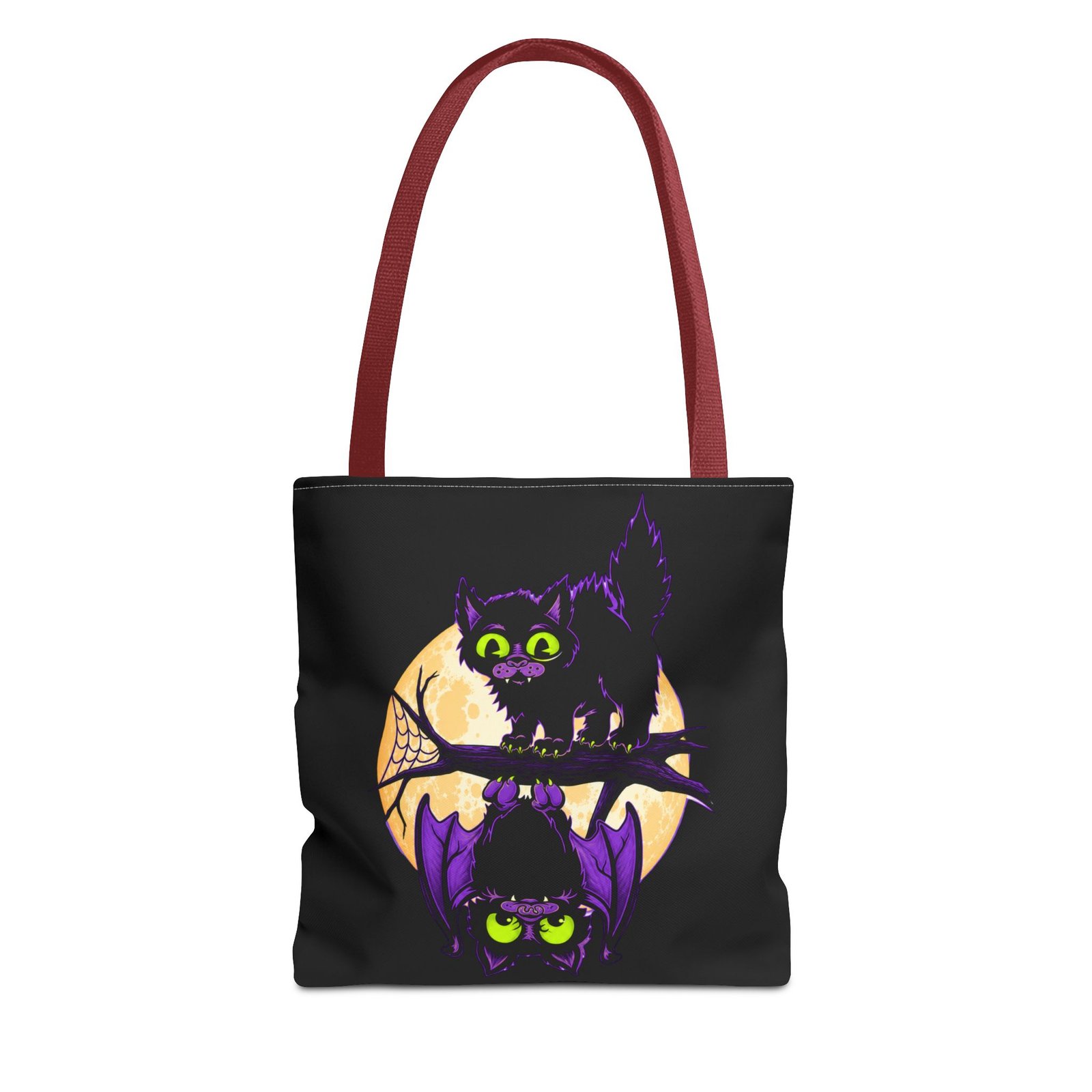 Moonlit Mischief - Tote Bag – Cute Halloween Cat and Bat - Image 13