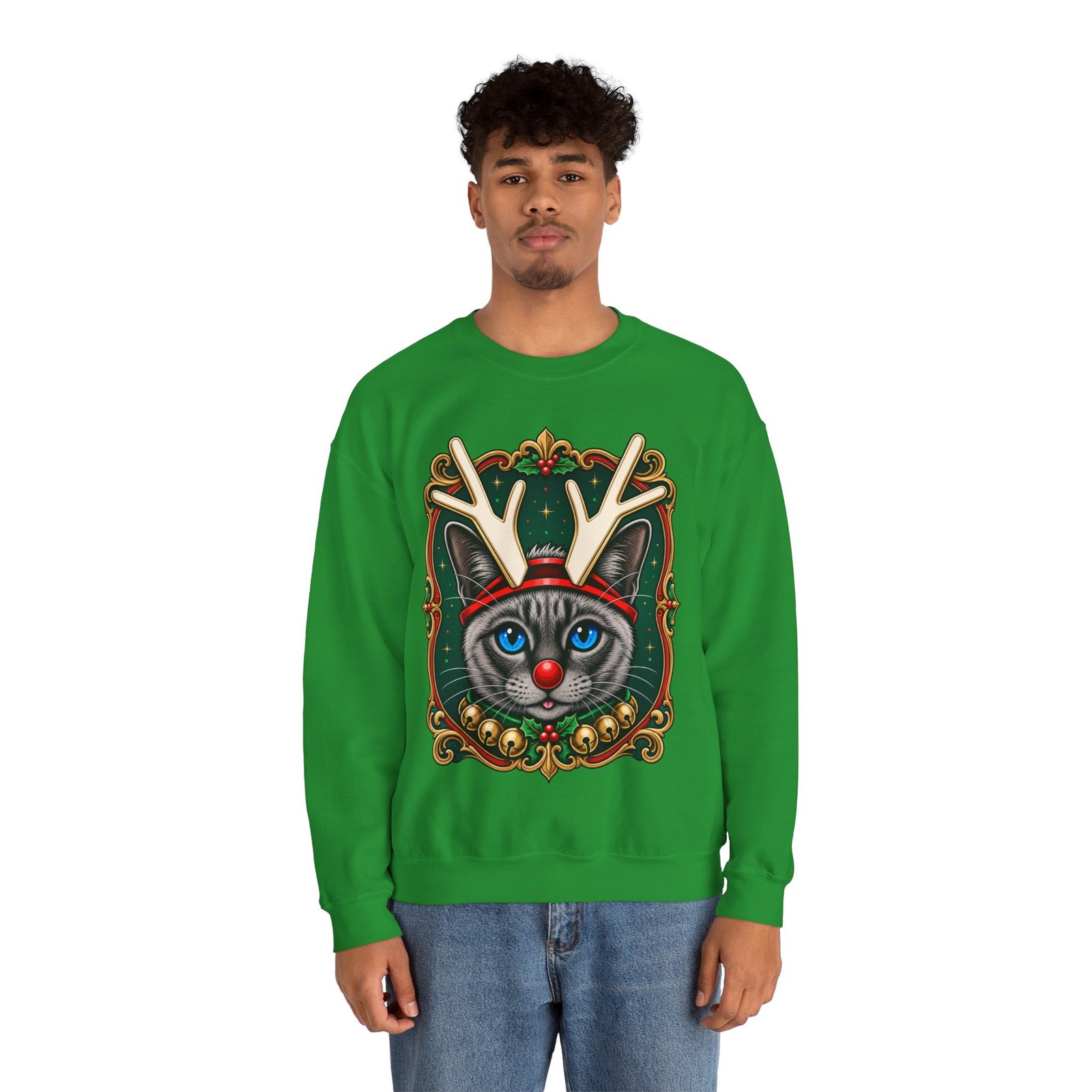 Rudolph Catmas Unisex Sweatshirt – Feline Festive, Reindeer Ready - Image 4