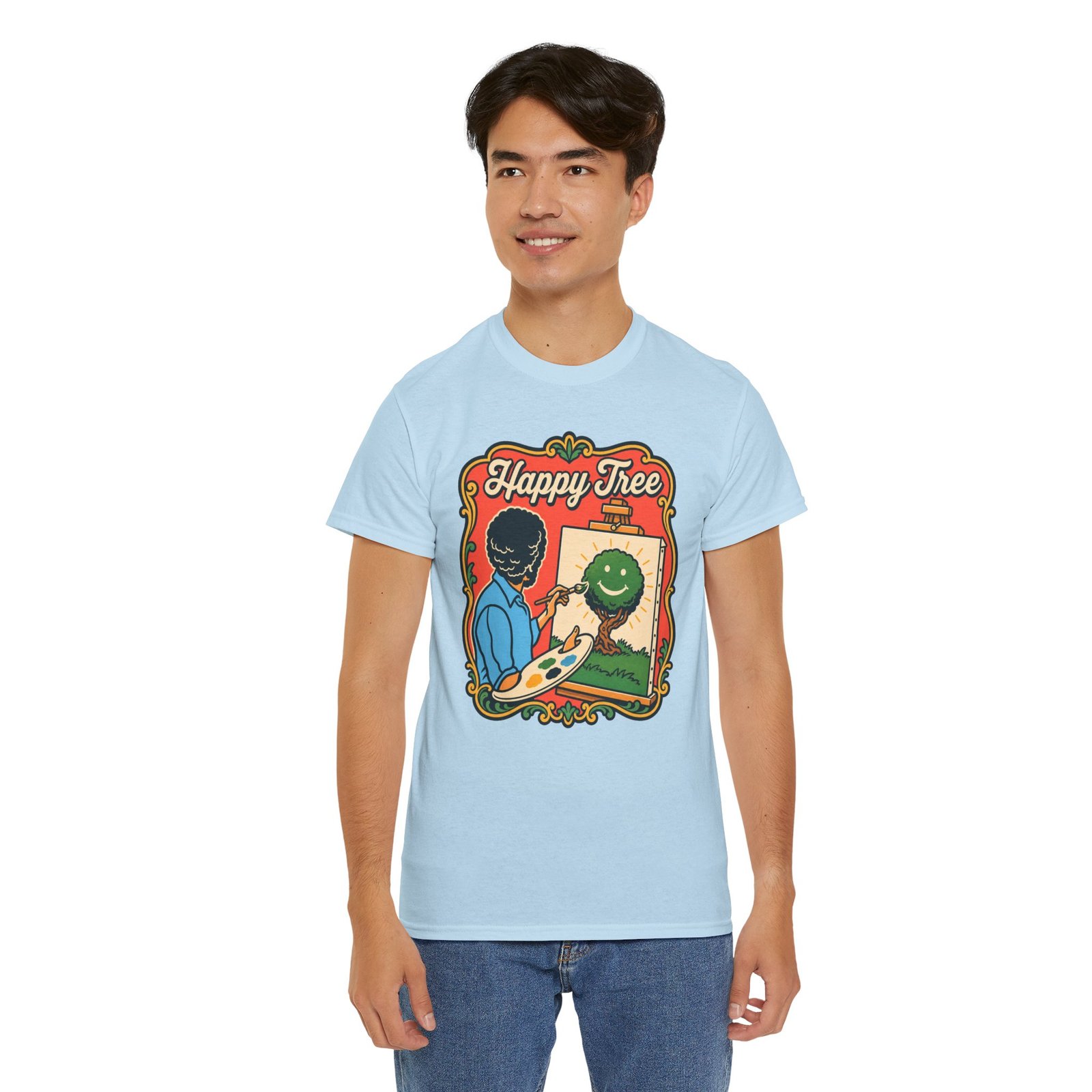 "Happy Tree" Unisex T-Shirt – Peace, Paint, and Positivity - Image 12