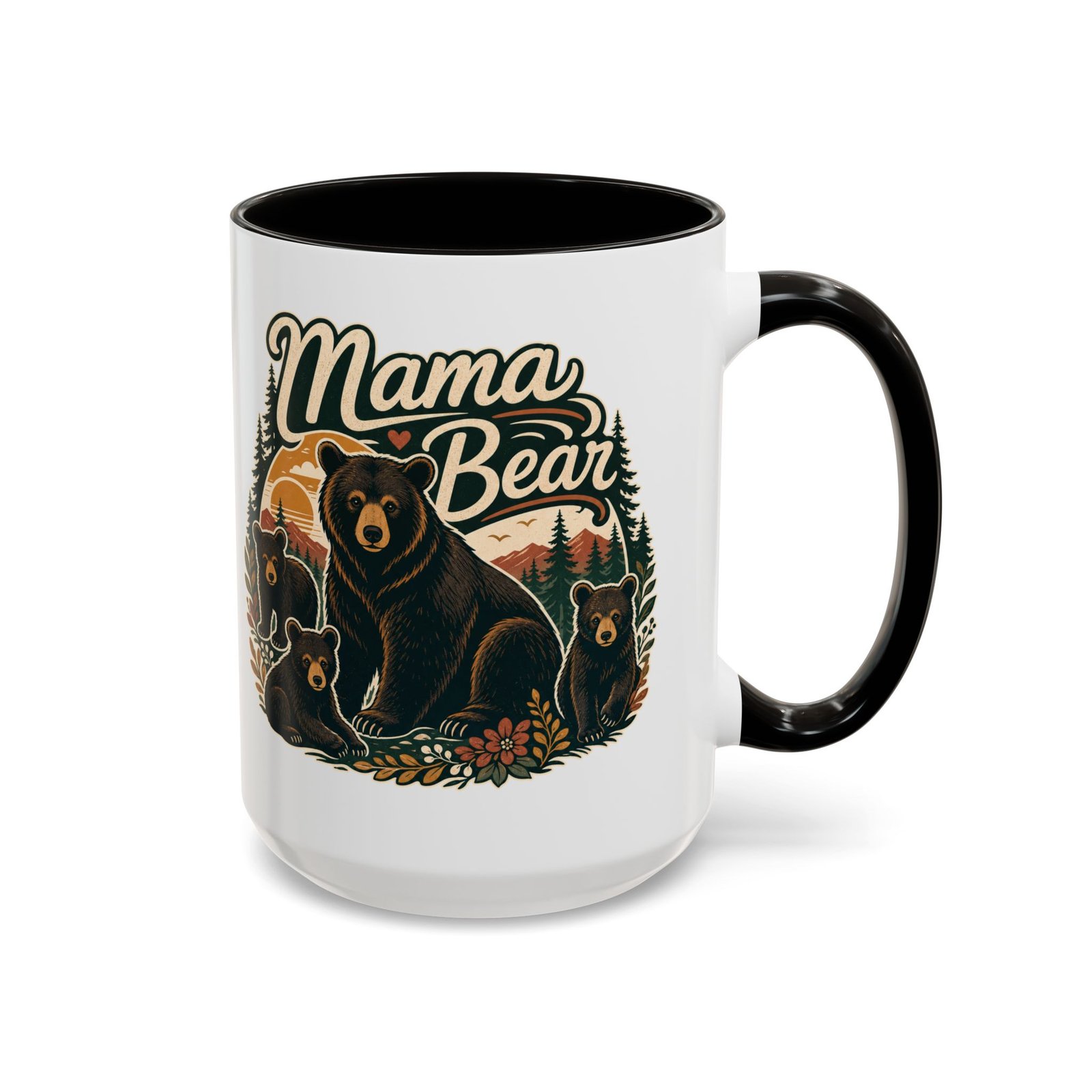 Mama Bear – Color Accent Mug – Fierce Love, Strong Coffee - Image 5