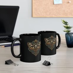 Death's-Head Moth - Black Mug – Dark Elegance with Every Sip - Image 5