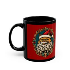 Alternative view of Santa Claws – Black Mug – Meowy and Bright