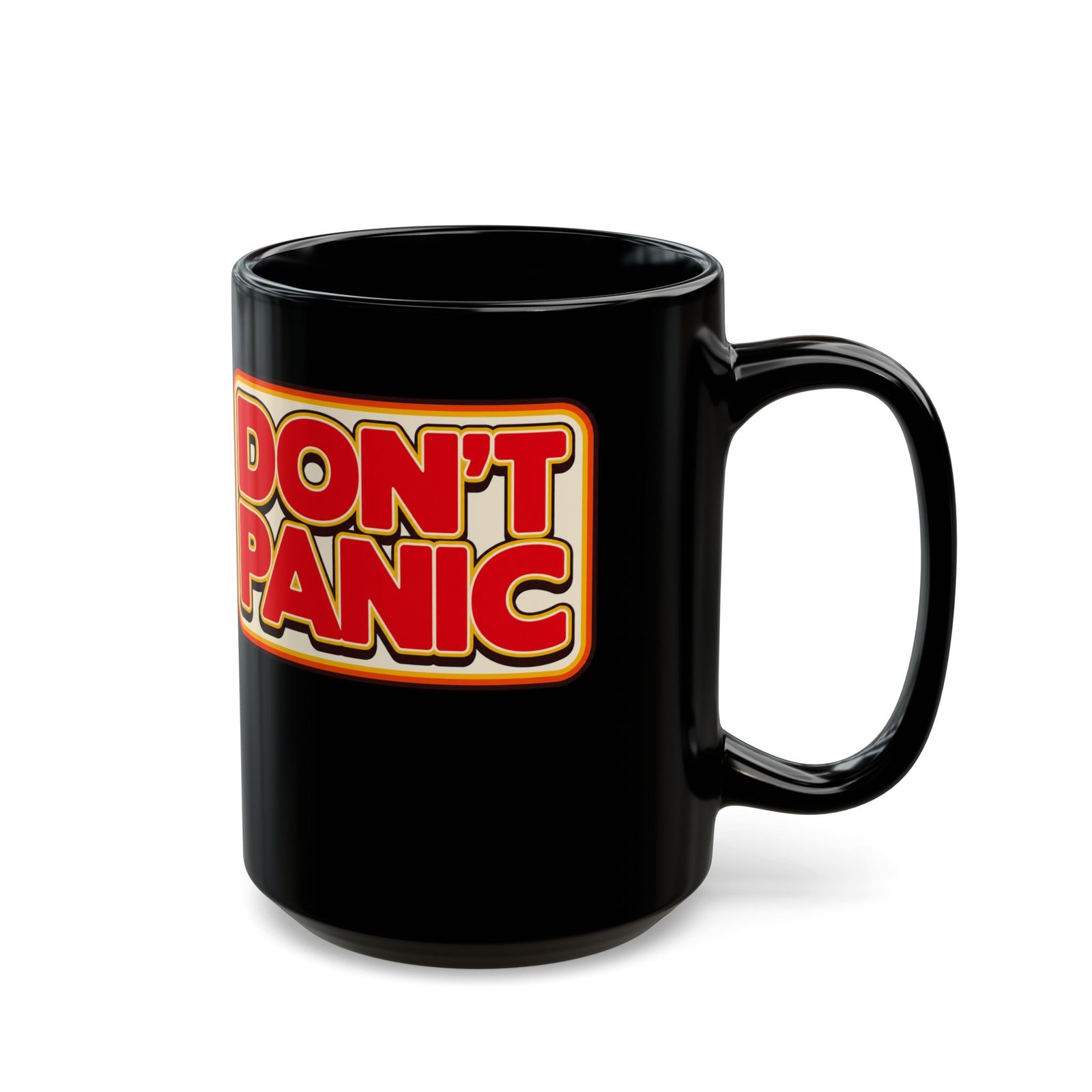 Don’t Panic – Black Mug – The Galaxy’s Most Important Advice - Image 6