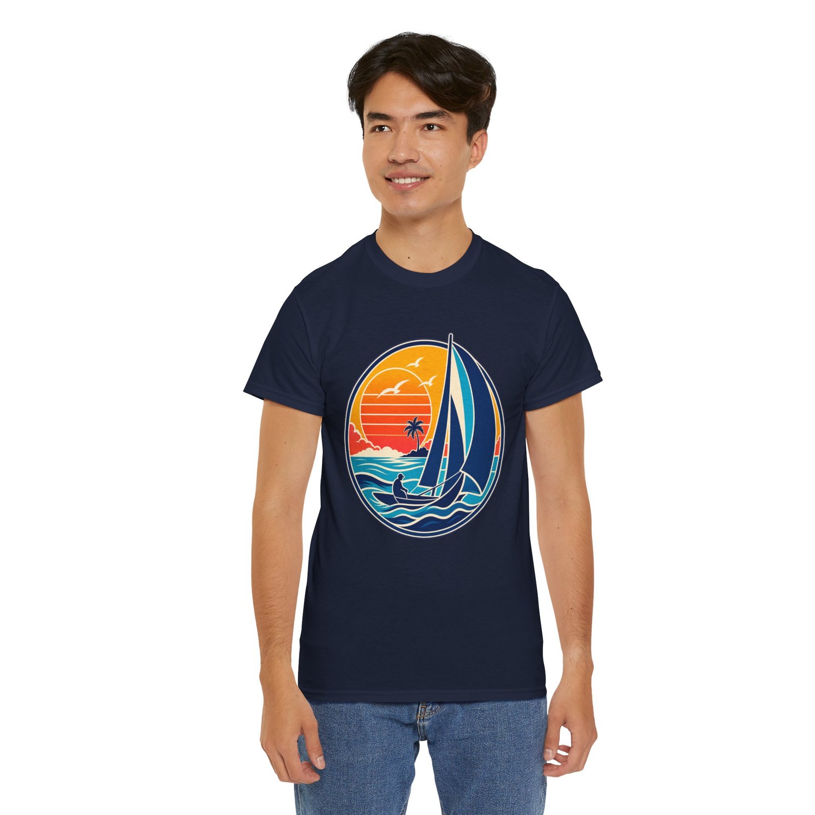 Retro Sail and Sun - Unisex T-Shirt – Vintage Sailboat, Nautical - Coastal - Image 7