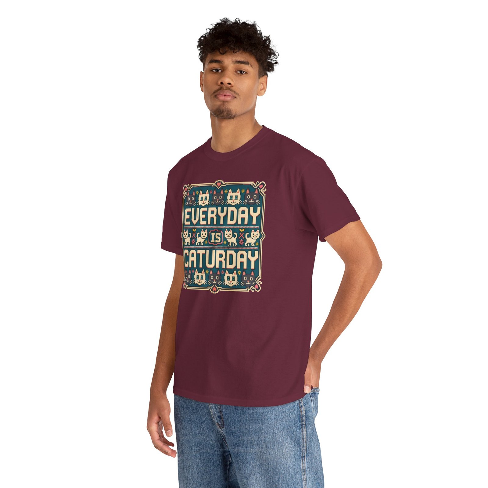 Everyday Is Caturday – Unisex T-Shirt – Feline Festive Vibes - Image 8