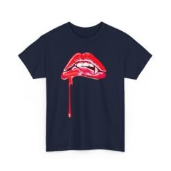 Vampire Bite Lips - Unisex T-Shirt – Gothic Fangs and Blood - Image 17