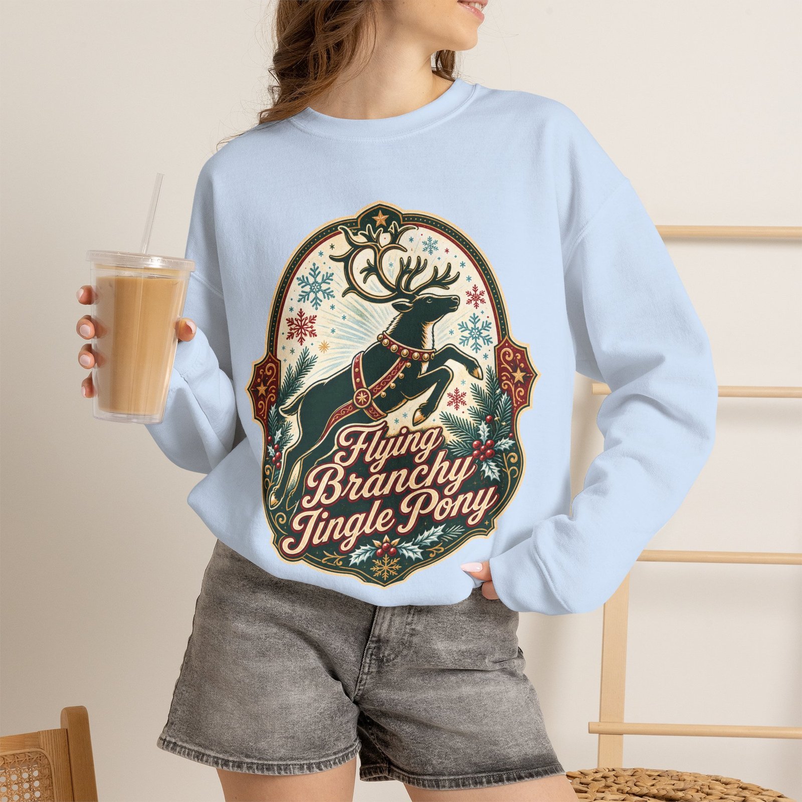 Flying Branchy Jingle Pony - Unisex Sweatshirt – Absurdly Festive - Image 10
