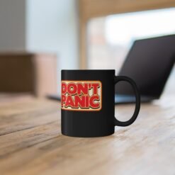 Don’t Panic – Black Mug – The Galaxy’s Most Important Advice - Image 4