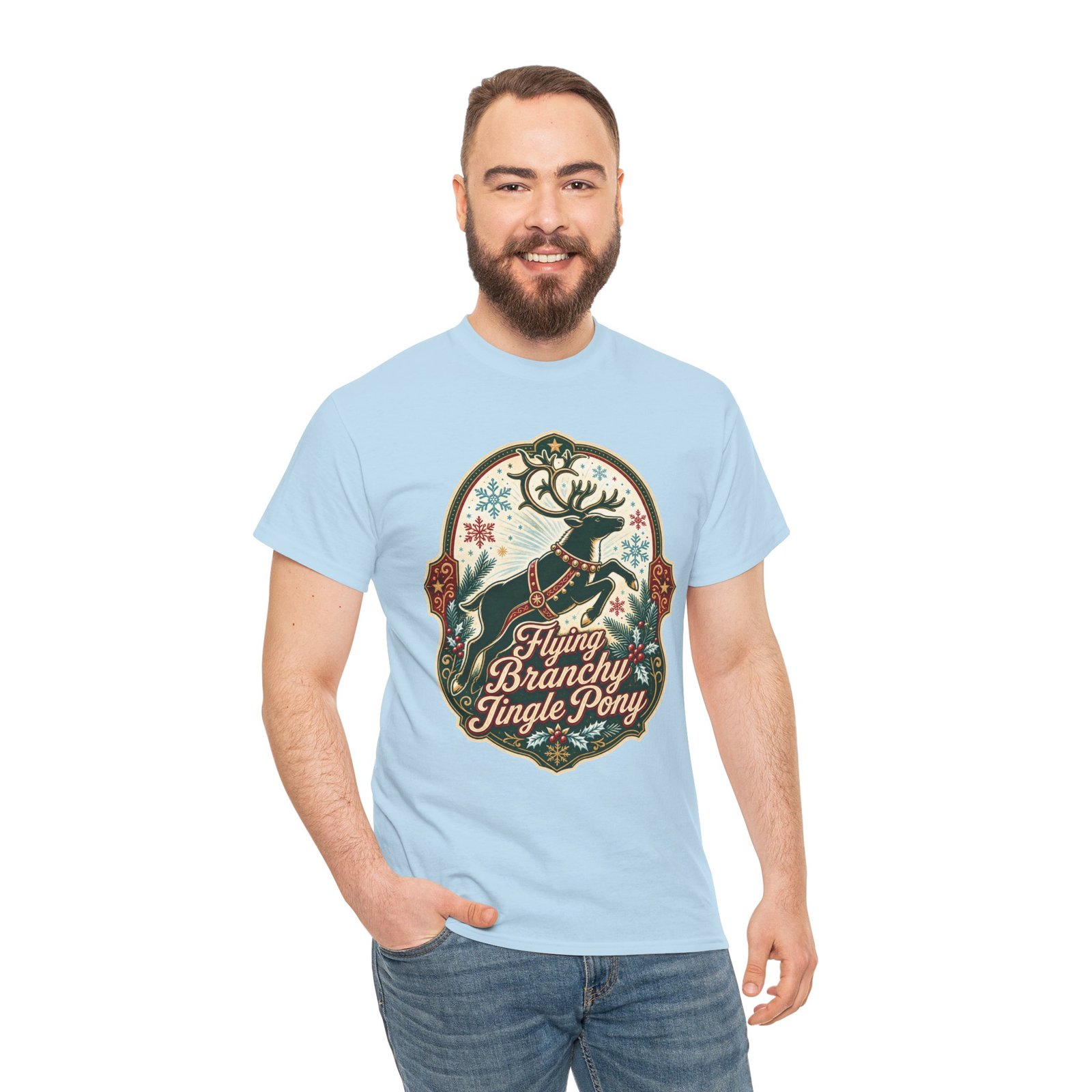 Flying Branchy Jingle Pony - Unisex T-Shirt – Reindeer Ridiculousness - Image 4