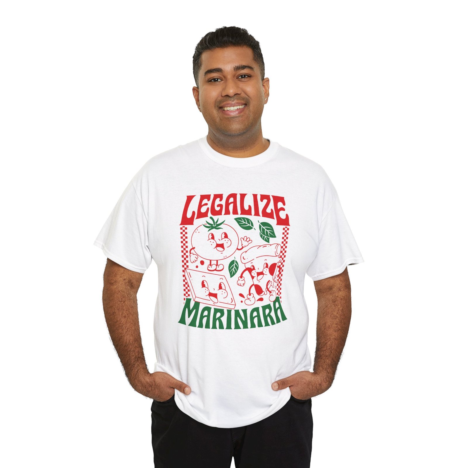 Legalize Marinara - Unisex T-Shirt – Funny Retro Pizza and Italian Food - Image 3