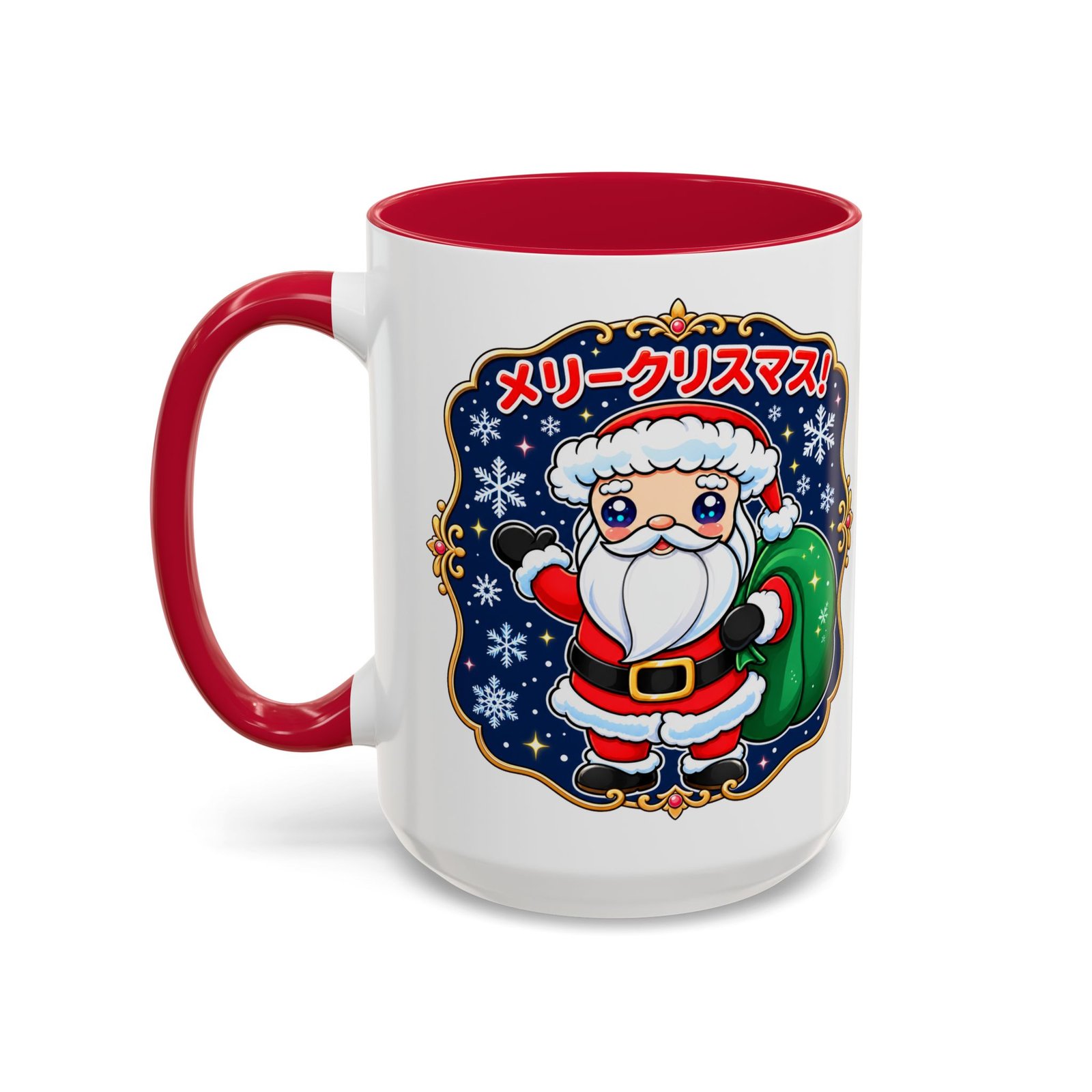 Kawaii Santa - Color Accent Mug – メリークリスマス with Every Sip - Image 24