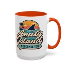 Alternative view of Amity Island Welcomes You – 11oz or 15oz Color Accent Mug – Coffee With a Bite
