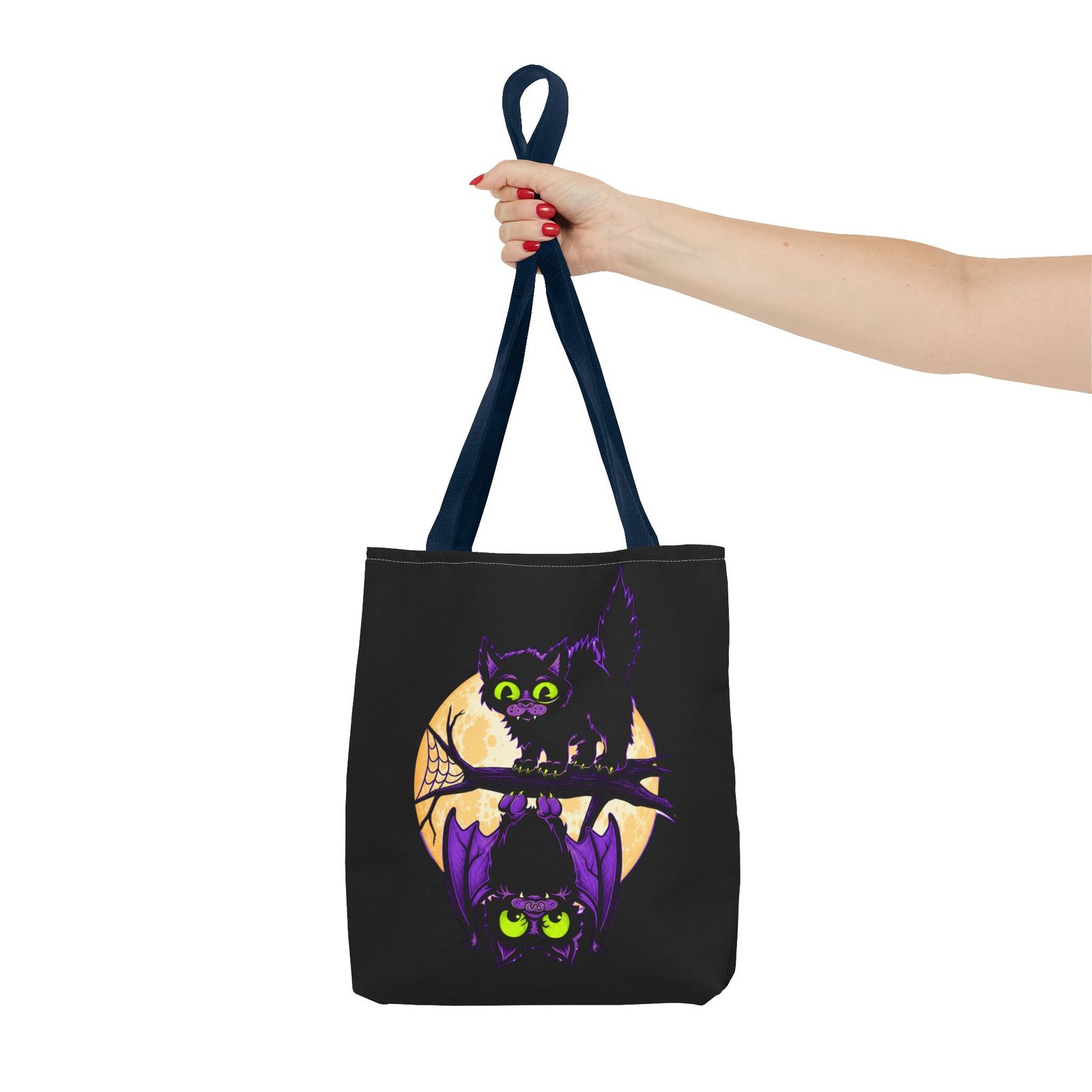 Moonlit Mischief - Tote Bag – Cute Halloween Cat and Bat - Image 52