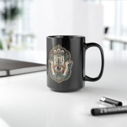 Hamsa – Black Mug – Protection, Peace & Meaning in Every Sip - Image 11