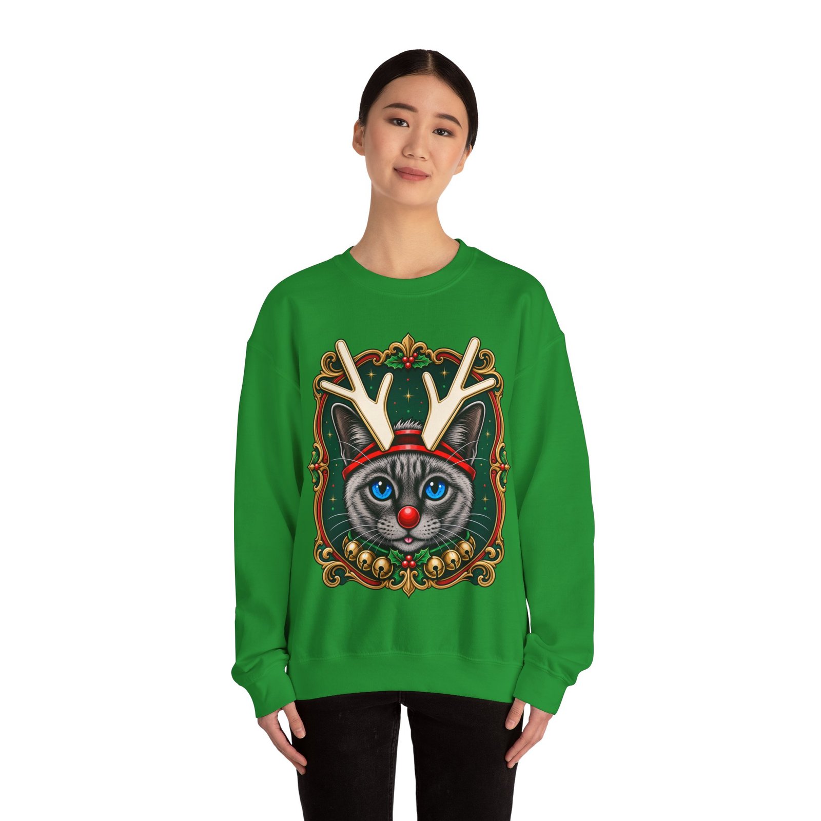 Rudolph Catmas Unisex Sweatshirt – Feline Festive, Reindeer Ready - Image 3