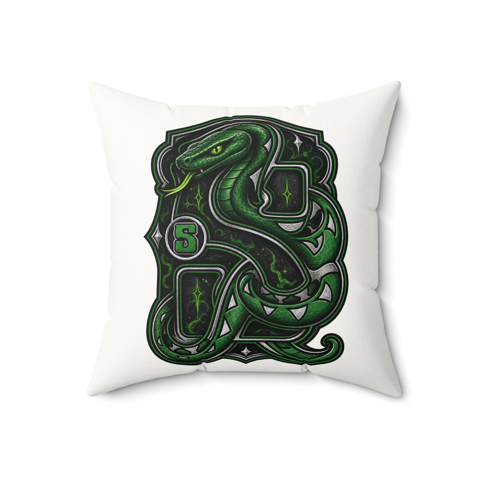 House of Snake – Faux Suede Throw Pillow – Cozy Wizarding School Ambition - Image 7