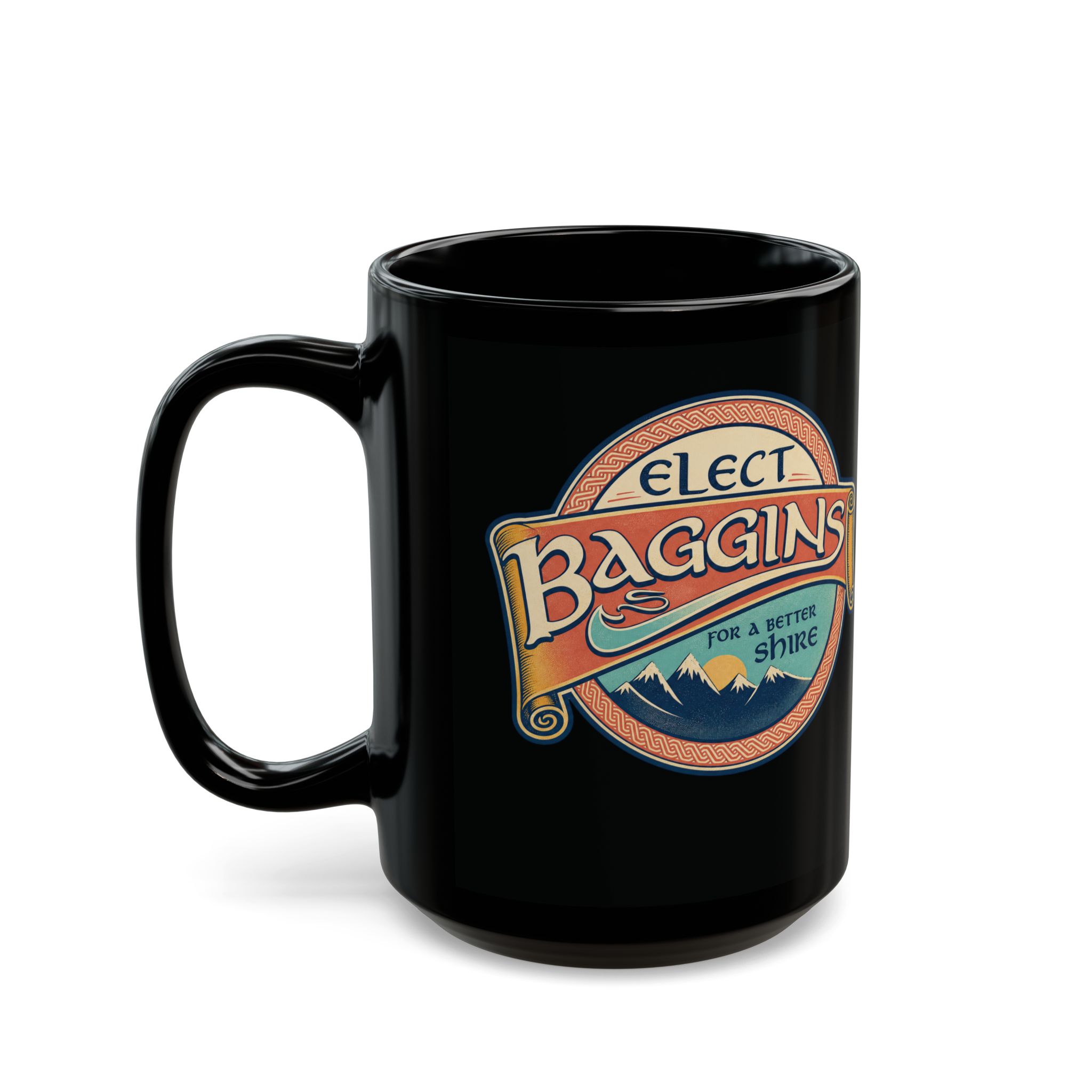 Elect Baggins for The Shire – Black 11oz or 15oz Mug – Vote for Second Breakfast - Image 5