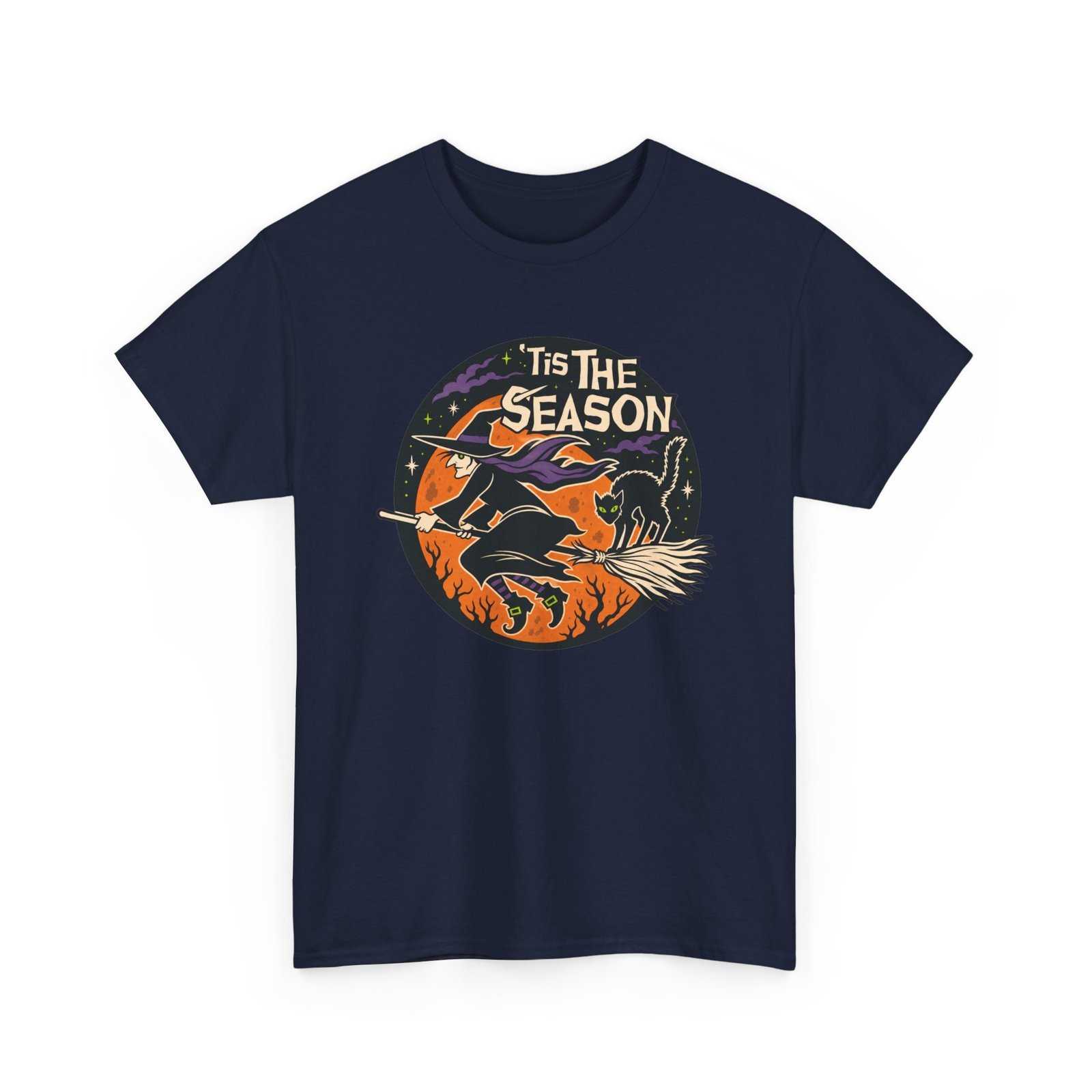 ’Tis the Season – Unisex T-Shirt – Witch and Black Cat Spooky Halloween - Image 13