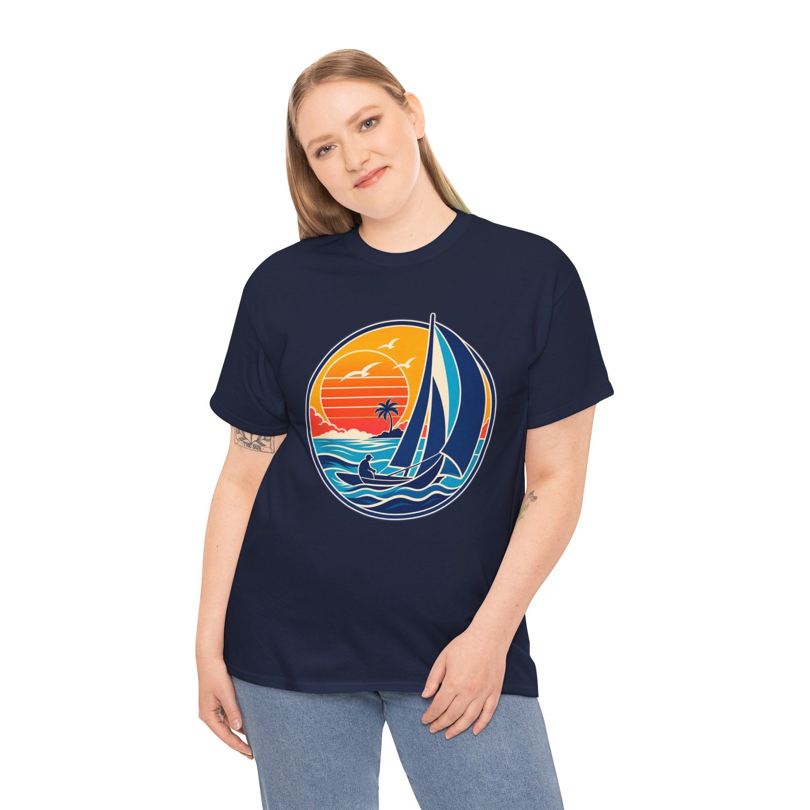 Retro Sail and Sun - Unisex T-Shirt – Vintage Sailboat, Nautical - Coastal - Image 5