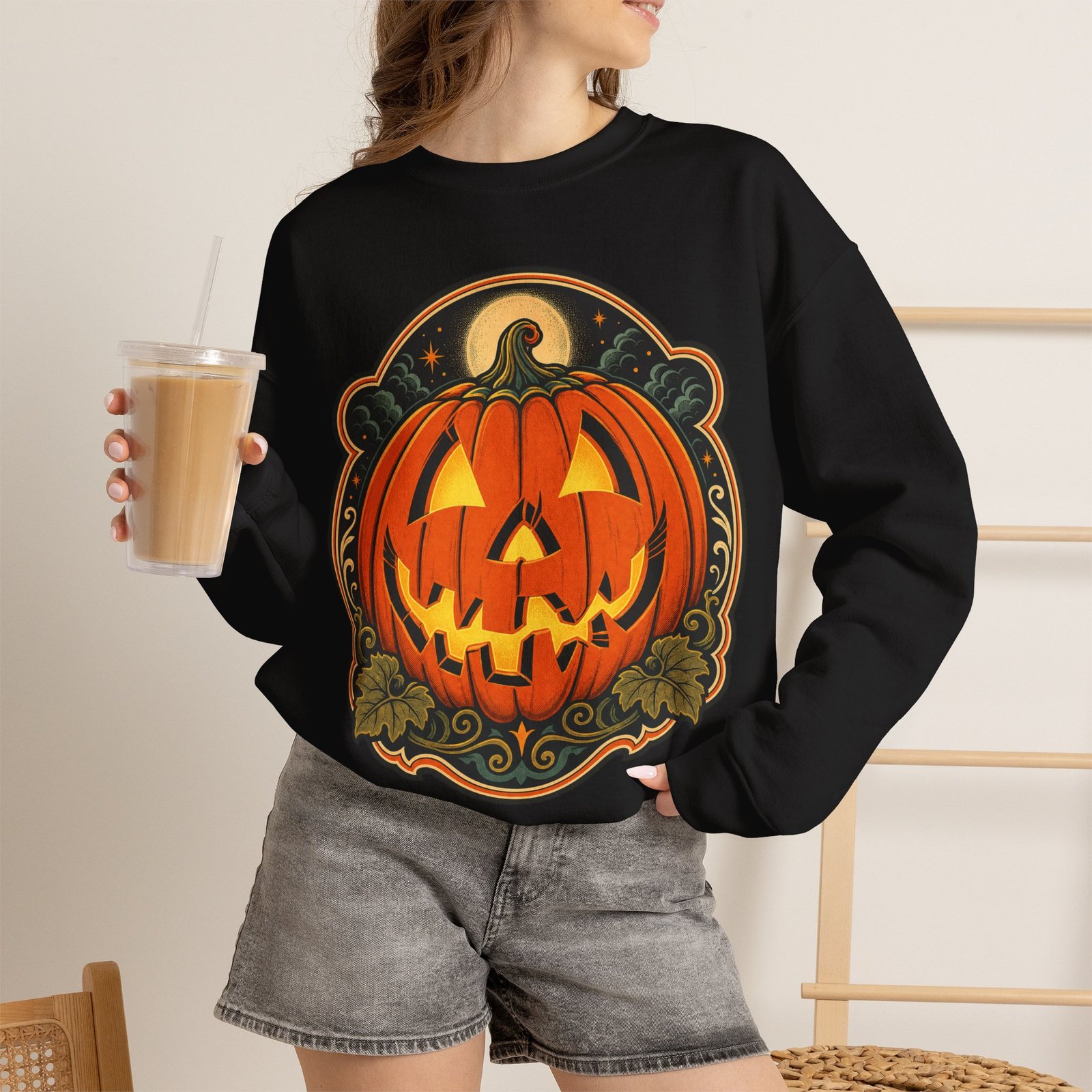 Jack O’ Lantern – Unisex Sweatshirt – Light Up the Night - Image 4