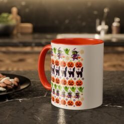Halloween Ugly Sweater - Color Accent Mug – Spooky Season Coffee Cup - Image 12