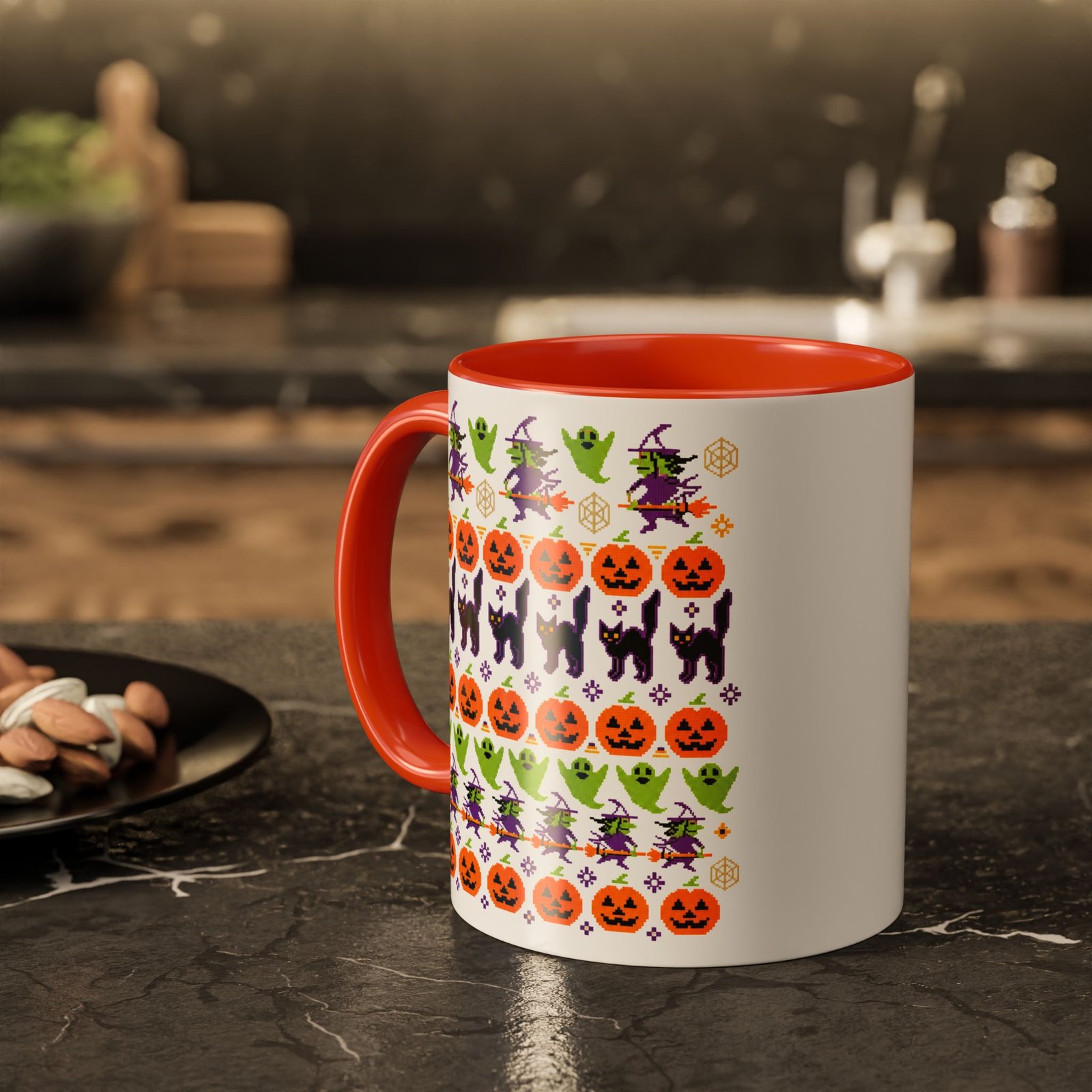 Halloween Ugly Sweater - Color Accent Mug – Spooky Season Coffee Cup - Image 12