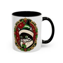 Alternative view of Elf Kitten – Color Accent Mug – Santa’s Cutest Little Helper