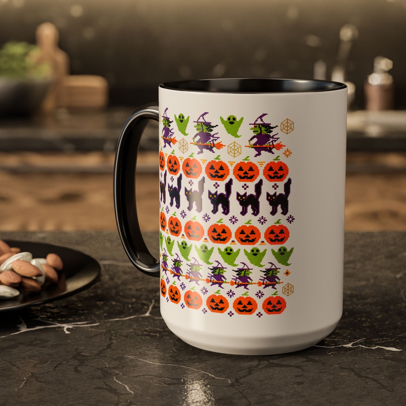 Halloween Ugly Sweater - Color Accent Mug – Spooky Season Coffee Cup - Image 6