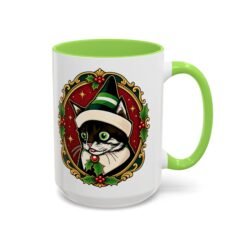 Elf Kitten – Color Accent Mug – Santa’s Cutest Little Helper - Image 15