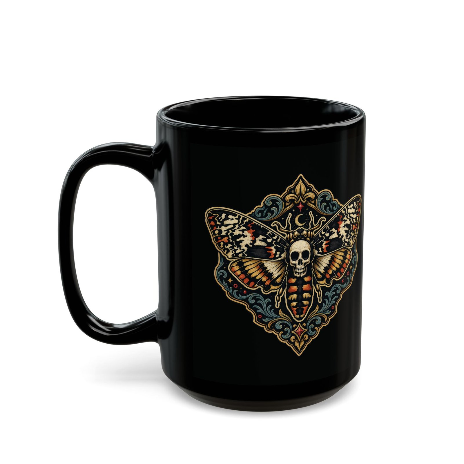 Death's-Head Moth - Black Mug – Dark Elegance with Every Sip - Image 8