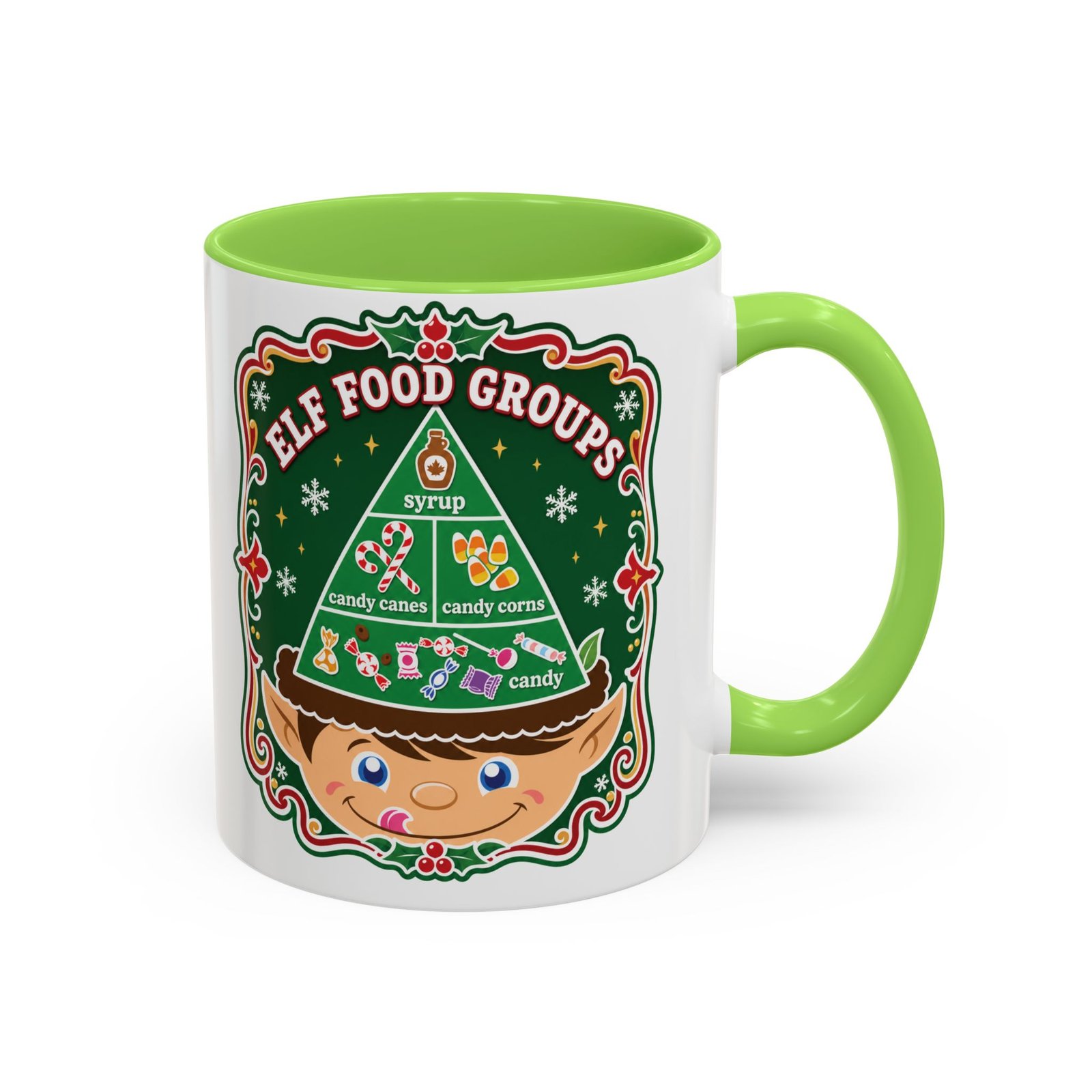 Elf Food Groups – Color Accent Mug – Sweet Sips, North Pole Style - Image 13