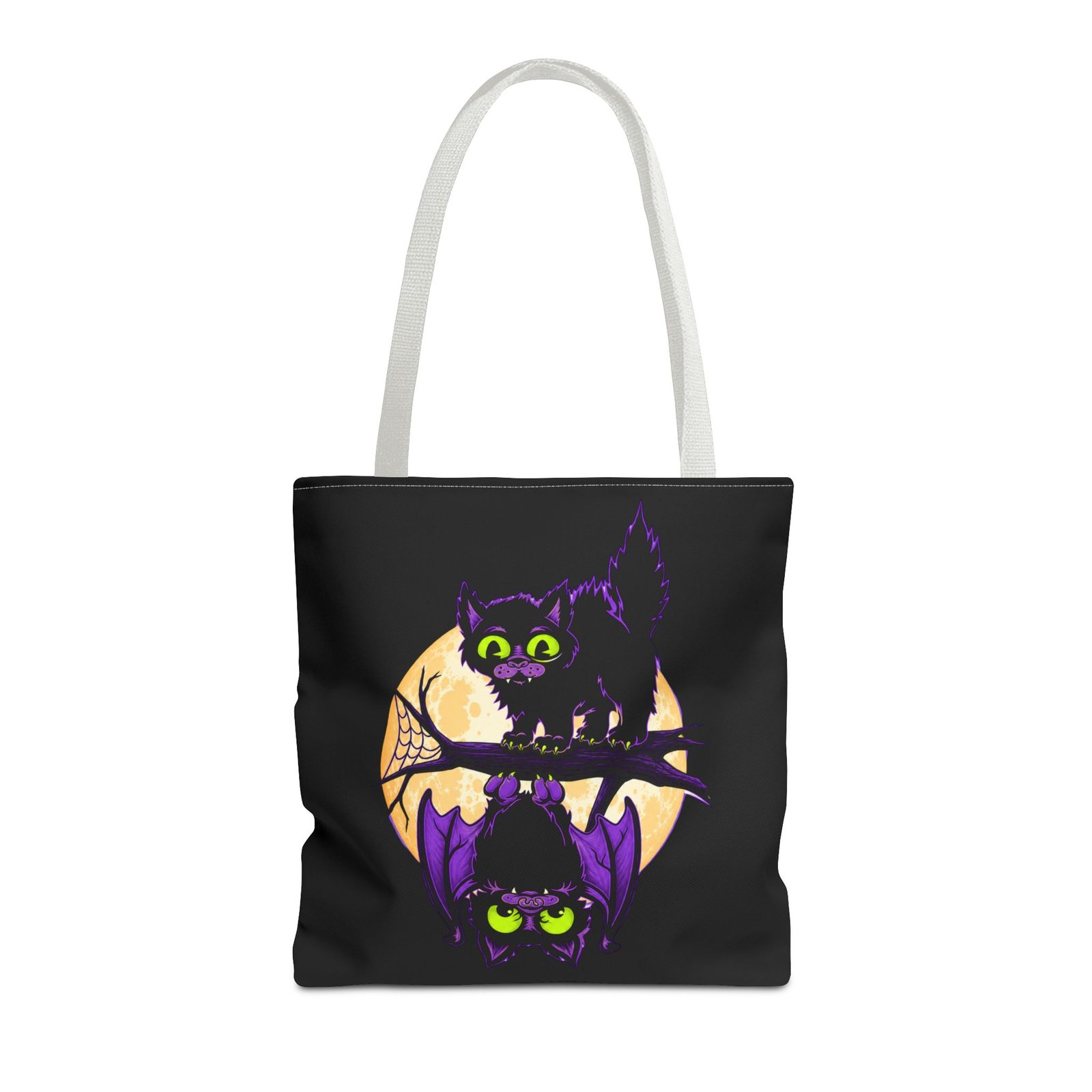 Moonlit Mischief - Tote Bag – Cute Halloween Cat and Bat - Image 29