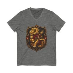 House of Lion – Unisex V-Neck T-Shirt – Wizarding School Courage with Confident Style - Image 3