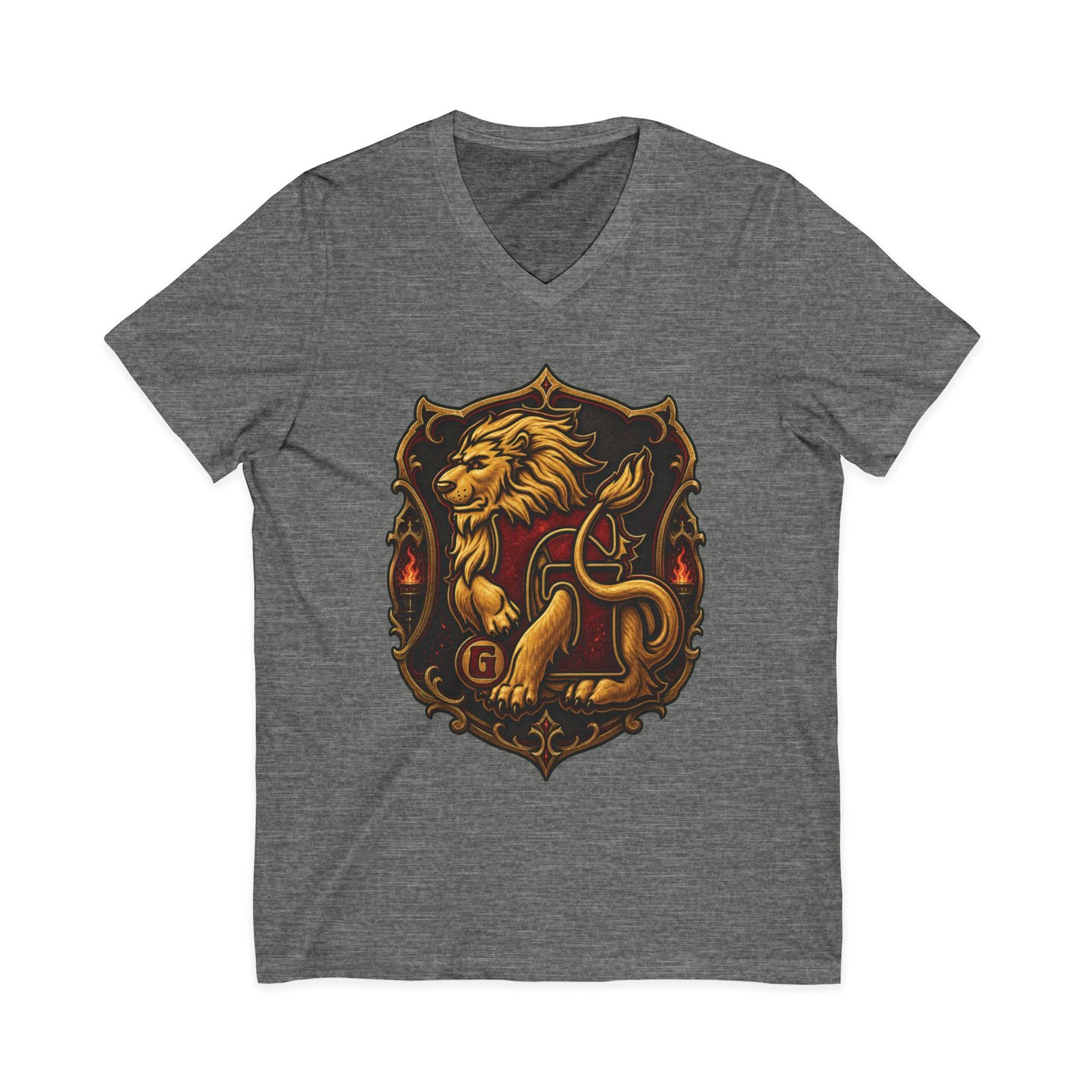 House of Lion – Unisex V-Neck T-Shirt – Wizarding School Courage with Confident Style - Image 3