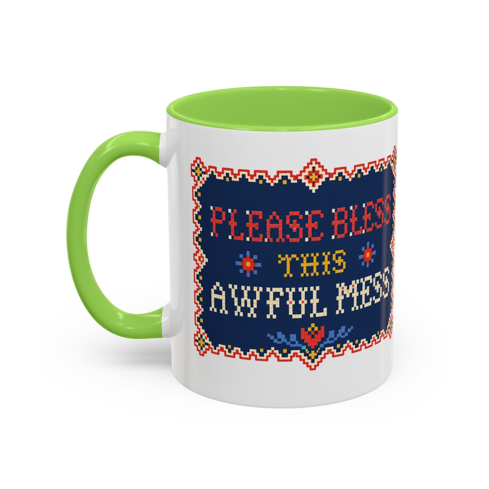 Please Bless This Awful Mess – Color Accent Mug – Caffeine for Cozy Chaos - Image 16