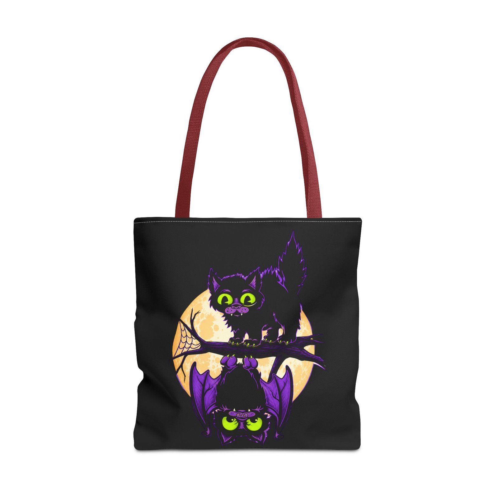 Moonlit Mischief - Tote Bag – Cute Halloween Cat and Bat - Image 21