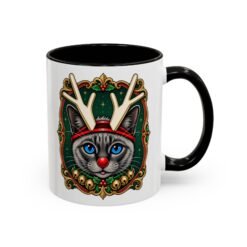Rudolph the Reindeer Cat Color Accent Mug – Sip with Whiskers and Cheer - Image 3