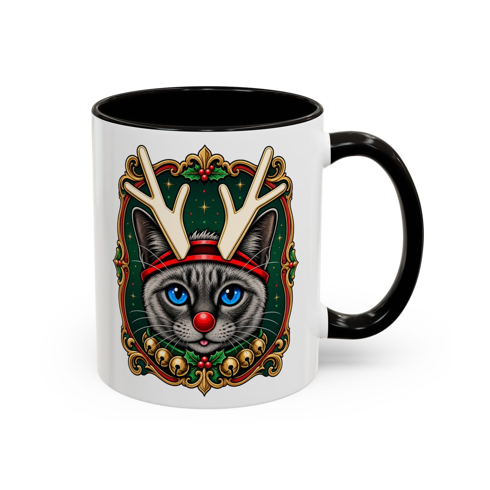 Rudolph the Reindeer Cat Color Accent Mug – Sip with Whiskers and Cheer - Image 3