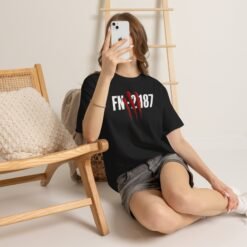 FN-2187 Red Handprint – Unisex T-Shirt – A Number With a Story - Image 4