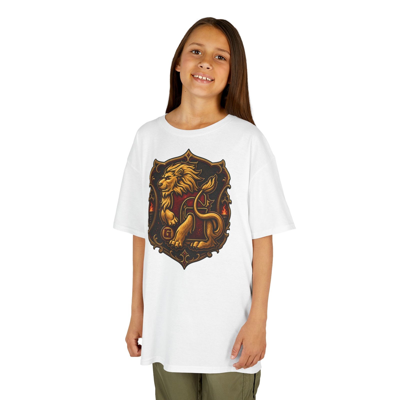 House of Lion – Kids Unisex T-Shirt – Young Wizards with Courage to Spare - Image 3