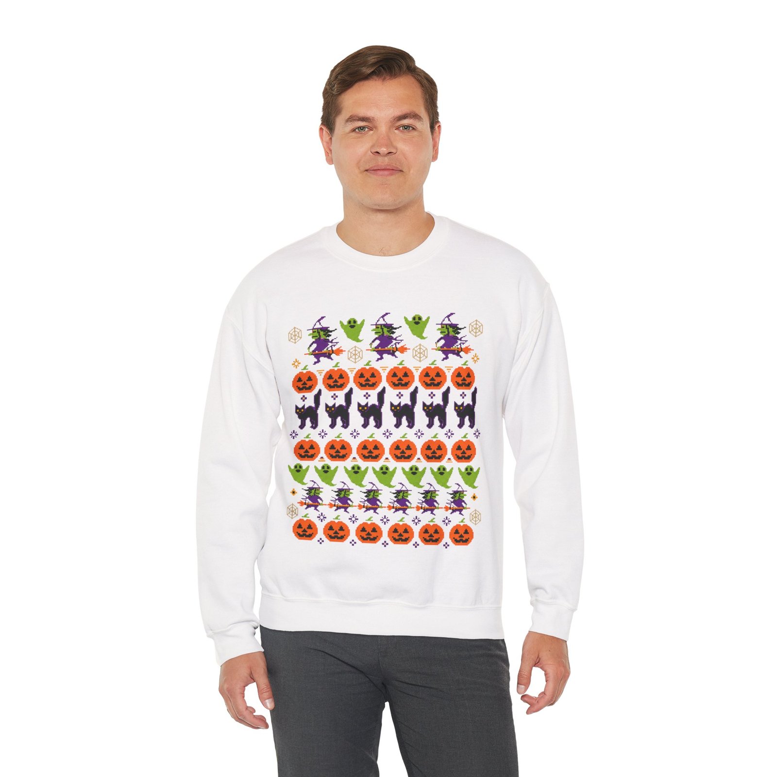 Halloween Ugly Sweater - Unisex Sweatshirt – Spooky Season Full Pattern - Image 6