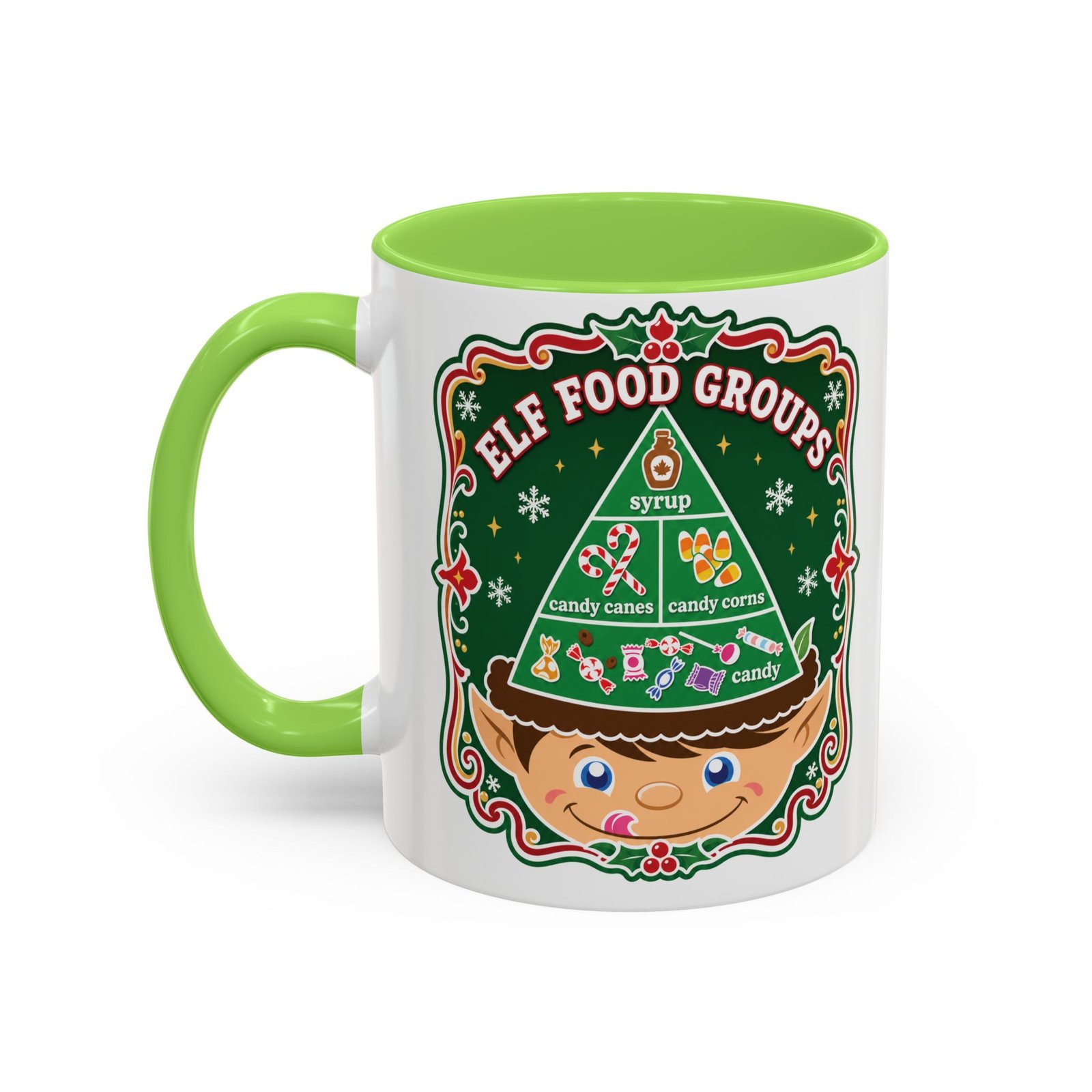 Elf Food Groups – Color Accent Mug – Sweet Sips, North Pole Style - Image 14